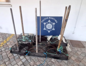 Polícia Marítima apreende 50 quilos de conquilha e 6 artes de pesca na