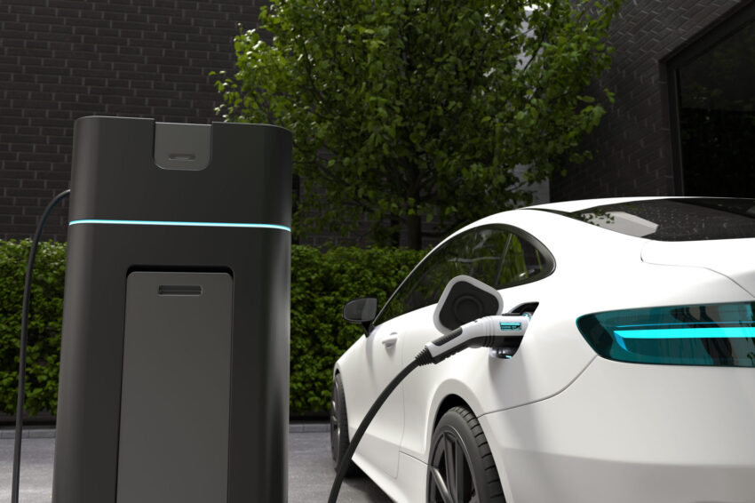 Carro elétrico a carregar.