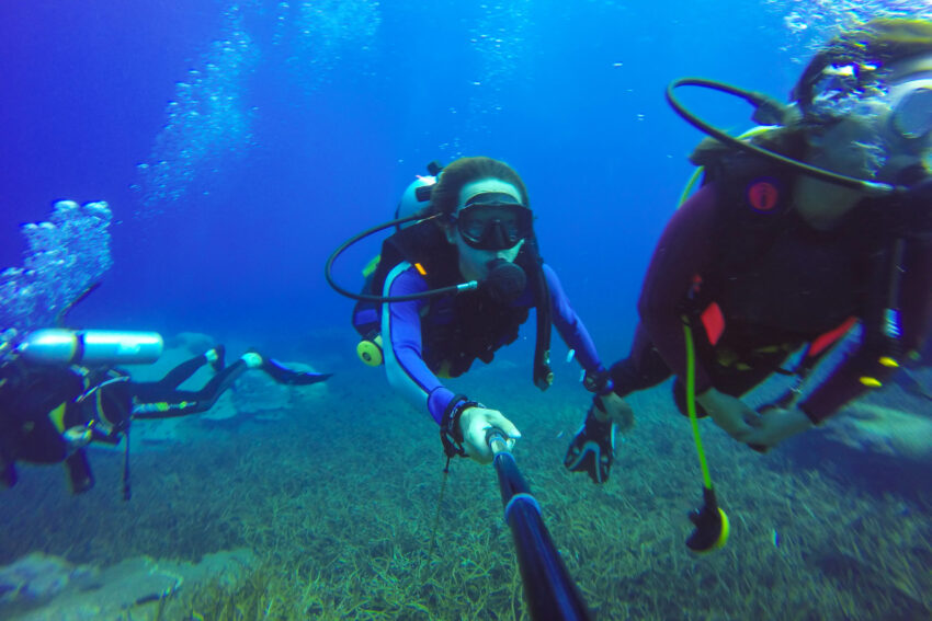 património subaquático mergulhador