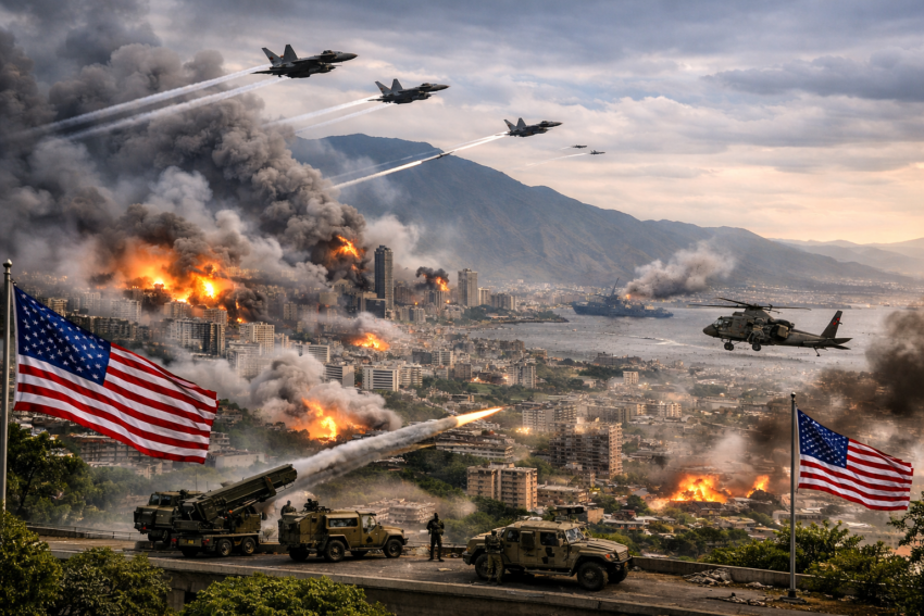 EUA a atacar a Venezuela. Crédito: Foto AI