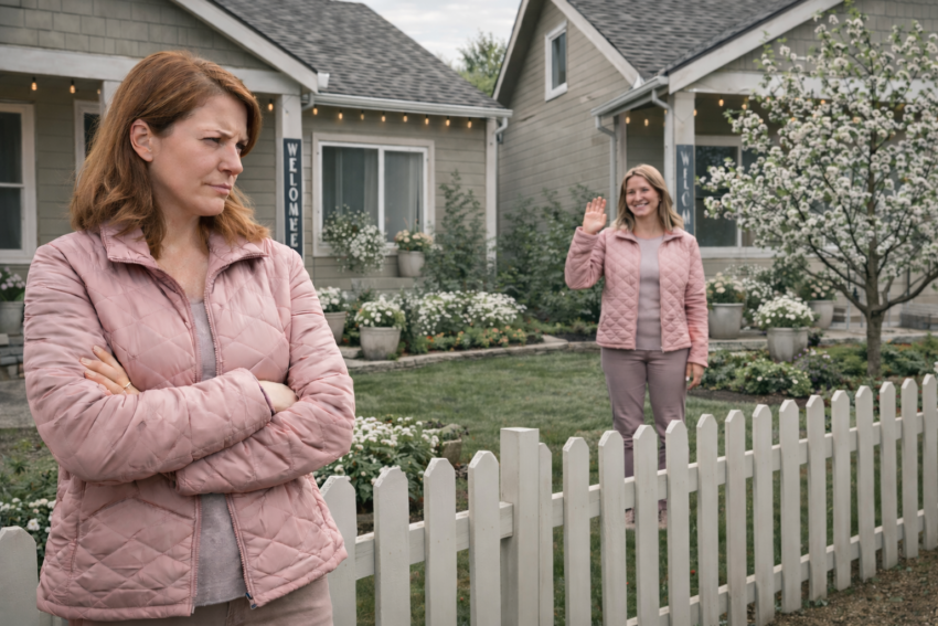 Duas mulheres, uma a acenar e outra com expressão incomodada. Crédito: Foto AI