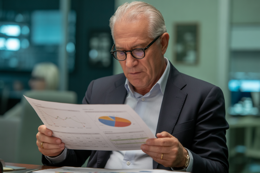 Diretor executivo a analisar documentos. Crédito: Freepik AI