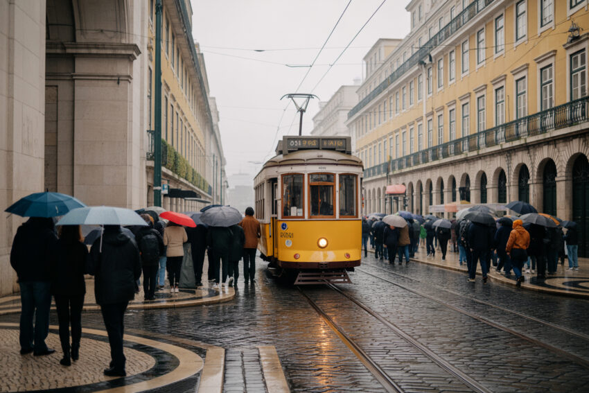 Chuva e nevoeiro em Portugal. Crédito: Freepik AI