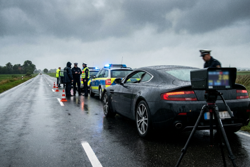 Polícia aplica multa após controlo de velocidade por radar. Crédito: Freepik AI