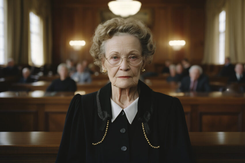 Mulher dentro de um tribunal. Créditos: Freepik AI