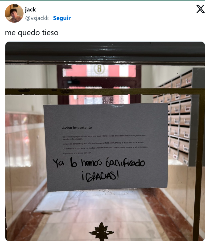 Resposta de um vizinho. Crédito: Reprodução X | DR