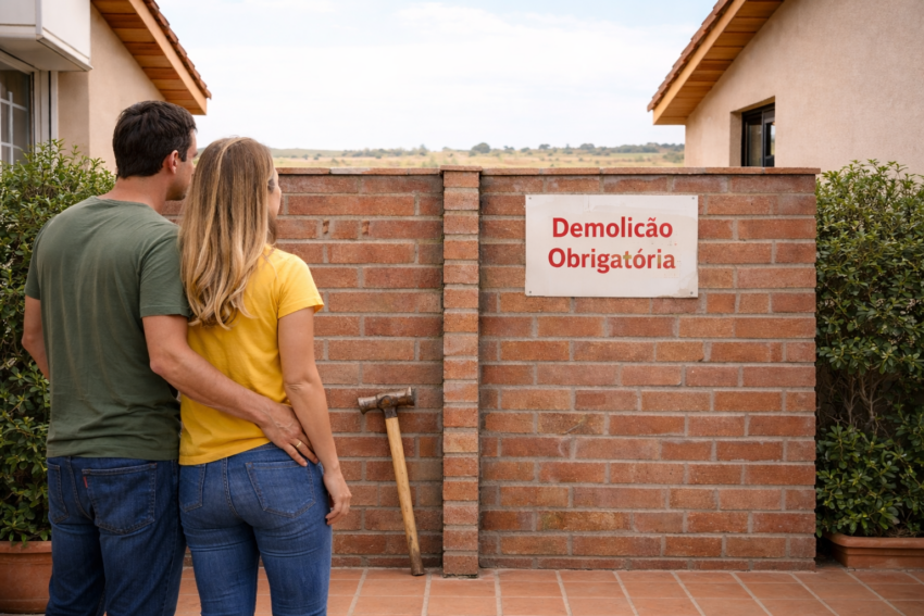 Muro com ordem de demolição. Crédito: Foto AI