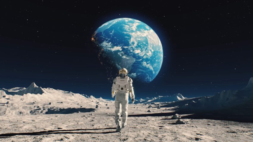 Astronauta a andar na lua. Crédito: Freepik