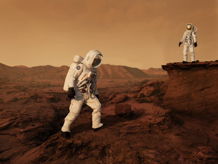 Astronautas em Marte. Crédito: Freepik