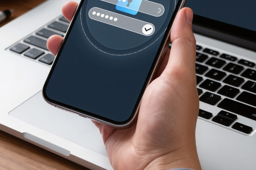 Homem a desbloquear o telemóvel.