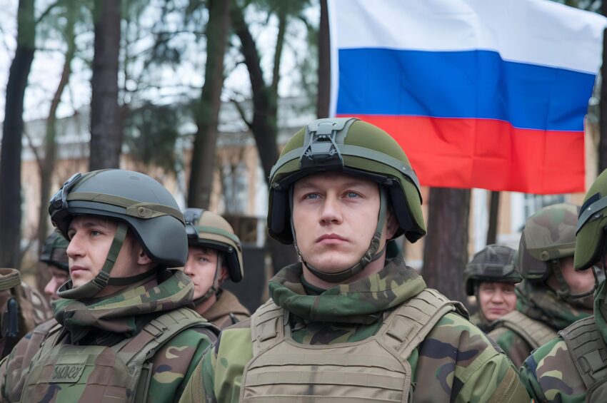 Militares russos. Crédito: Freepik AI