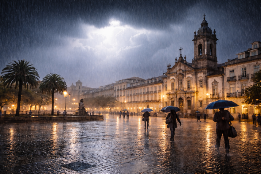 Dia de chuva e trovoada em Portugal. Crédito: Foto AI