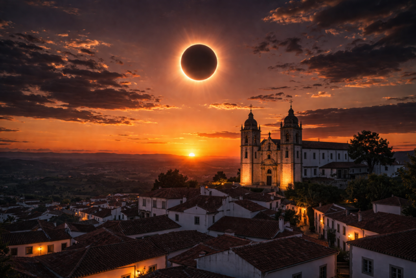 Eclipse solar total em Portugal. Crédito: Foto AI
