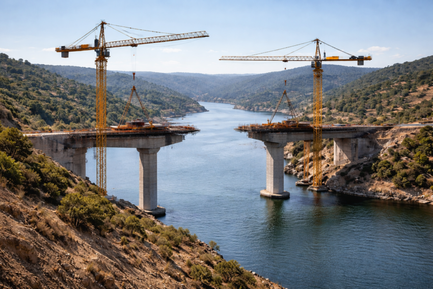 Ponte em construção. Crédito: Foto AI