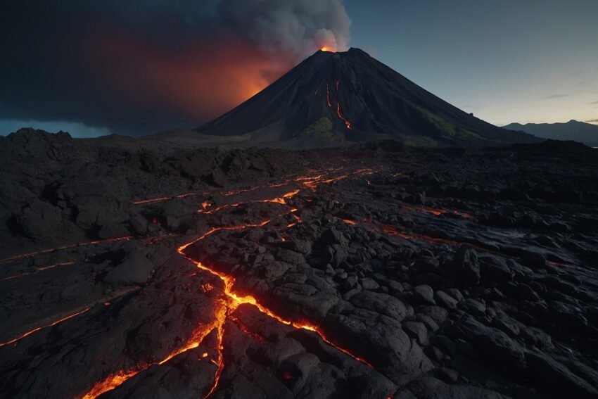 Vulcão em erupção. Crédito: Freepik