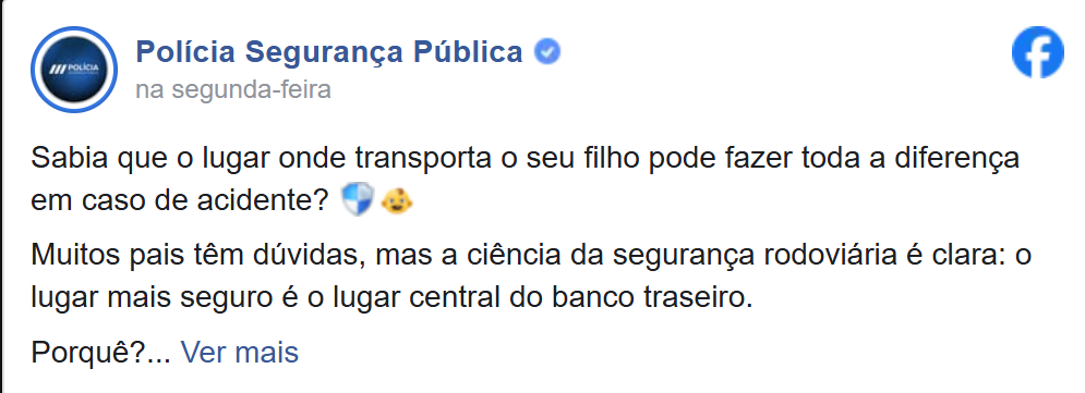 Comunicado da PSP. Crédito: Screenshot Facebook PSP | DR