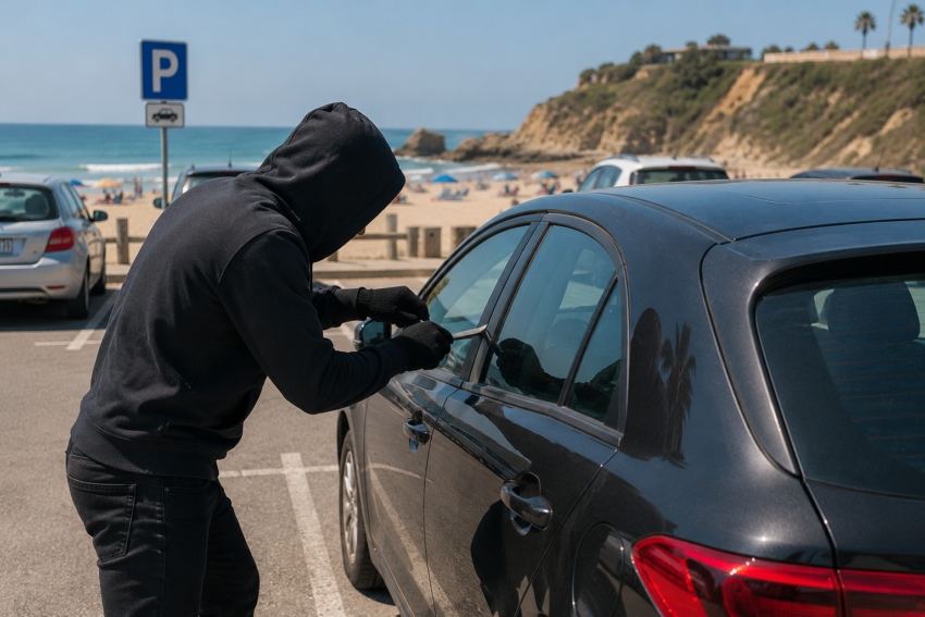 Ladrão a tentar assaltar carro. Crédito: Foto AI