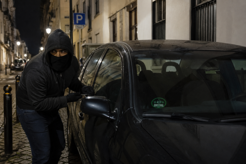 Ladrão prepara-se para assaltar um carro. Crédito: Foto AI
