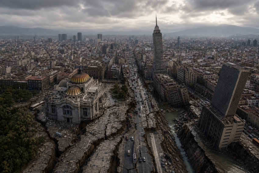 Cidade do México a afundar. Crédito: Foto AI
