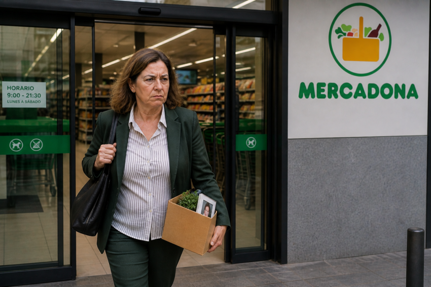 Funcionária a abandonar Mercadona. Crédito: Foto AI