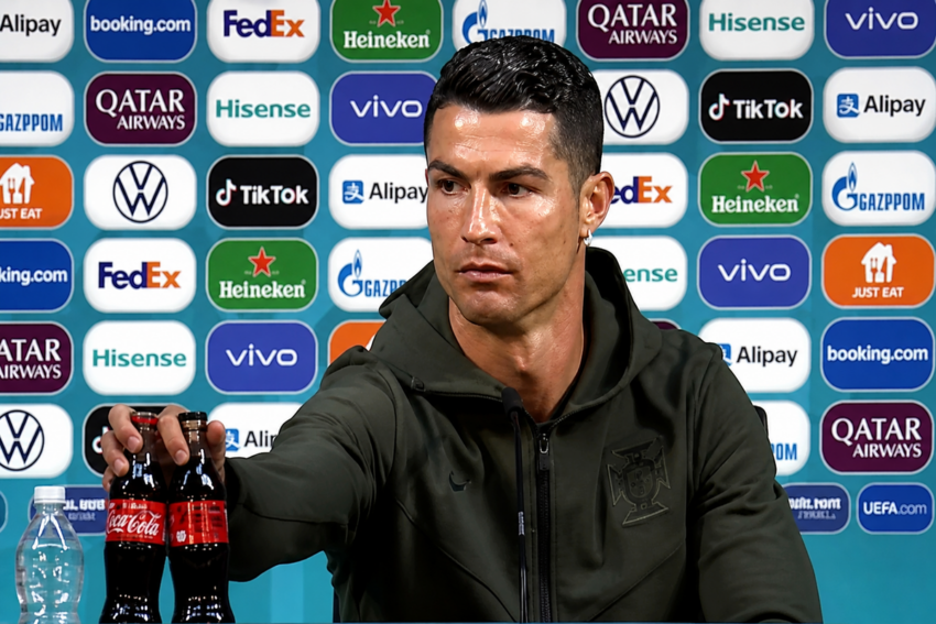 Cristiano Ronaldo recusa Coca-Cola. Crédito: Foto DR