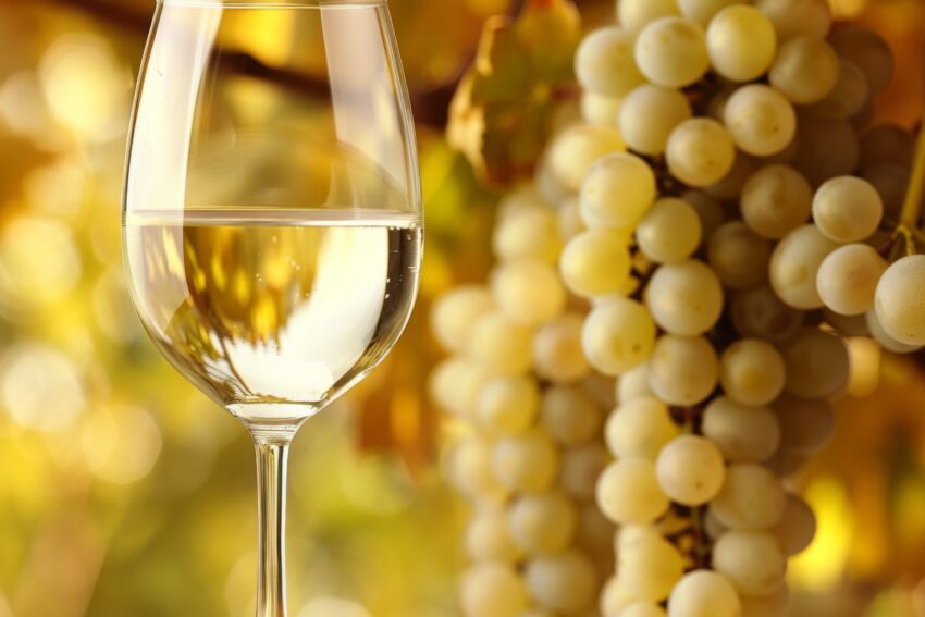 Copo de vinho branco.