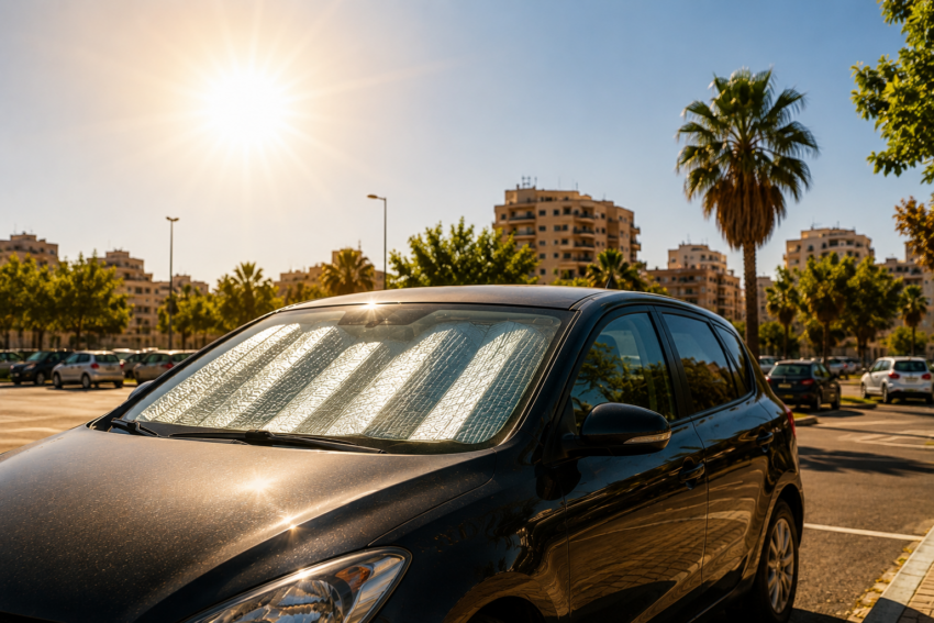 Carro estacionado em dia de calor. Crédito: Foto AI