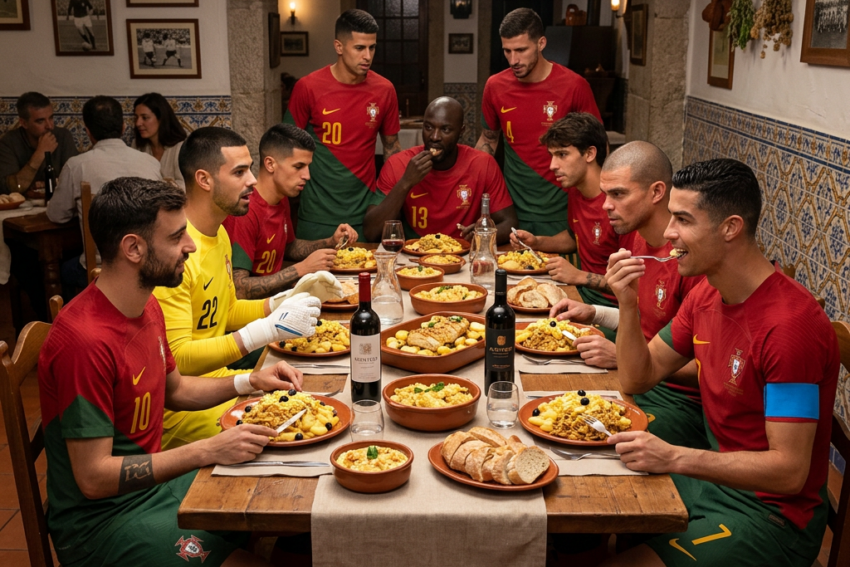 Seleção Nacional à mesa.