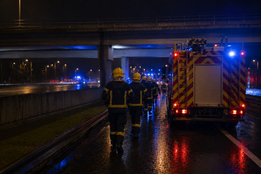Bombeiros chegam a local de acidente. Crédito: Foto AI