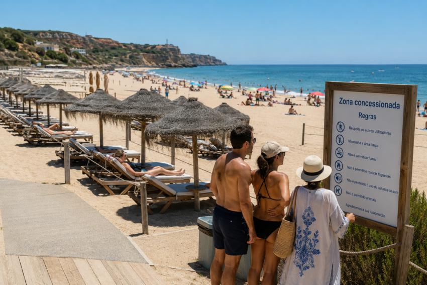 Praia com regras de zona concessionada. Crédito: Foto AI