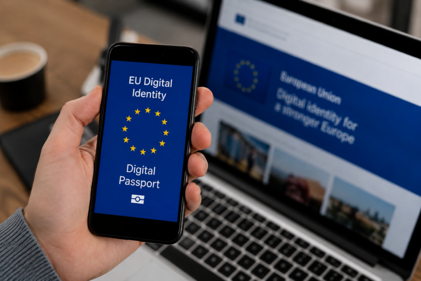 "Passaporte digital" na União Europeia. Crédito: Foto AI