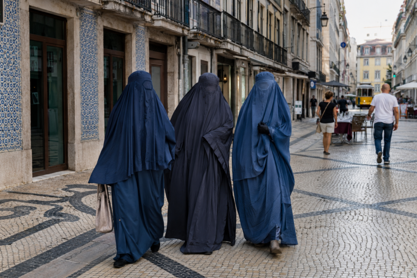 Mulheres a usar burca. Crédito: Foto AI