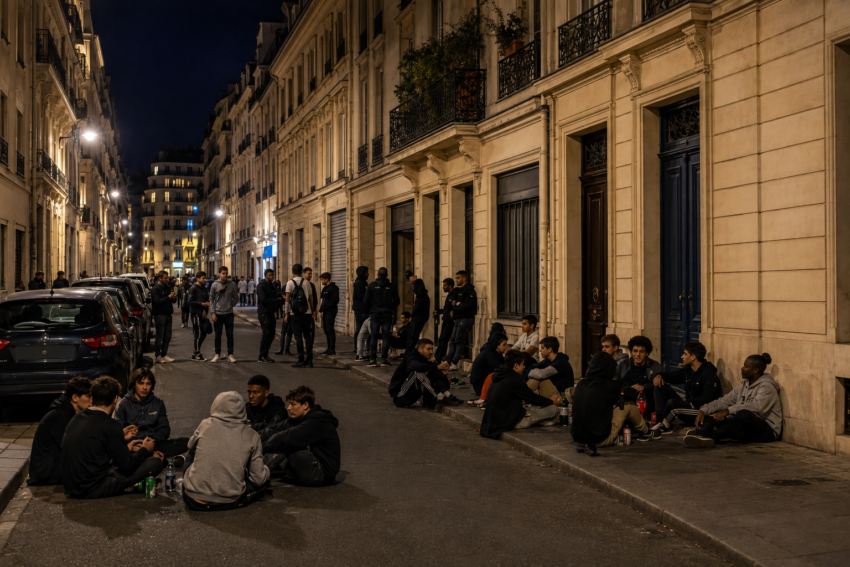 Jovens na rua à noite. Crédito: Foto AI