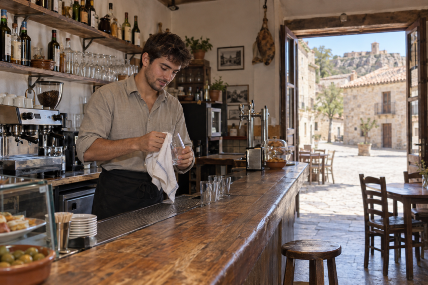 Jovem a trabalhar num bar