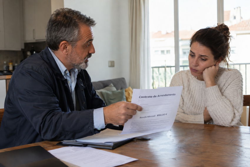 Senhorio apresenta nova renda à inquilina. Crédito: POSTAL AI – imagem gerada por IA