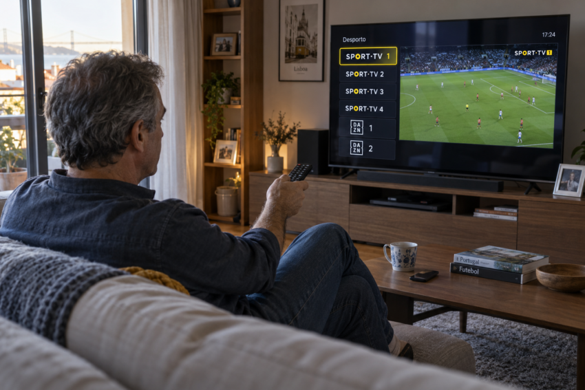 Homem a usar IPTV