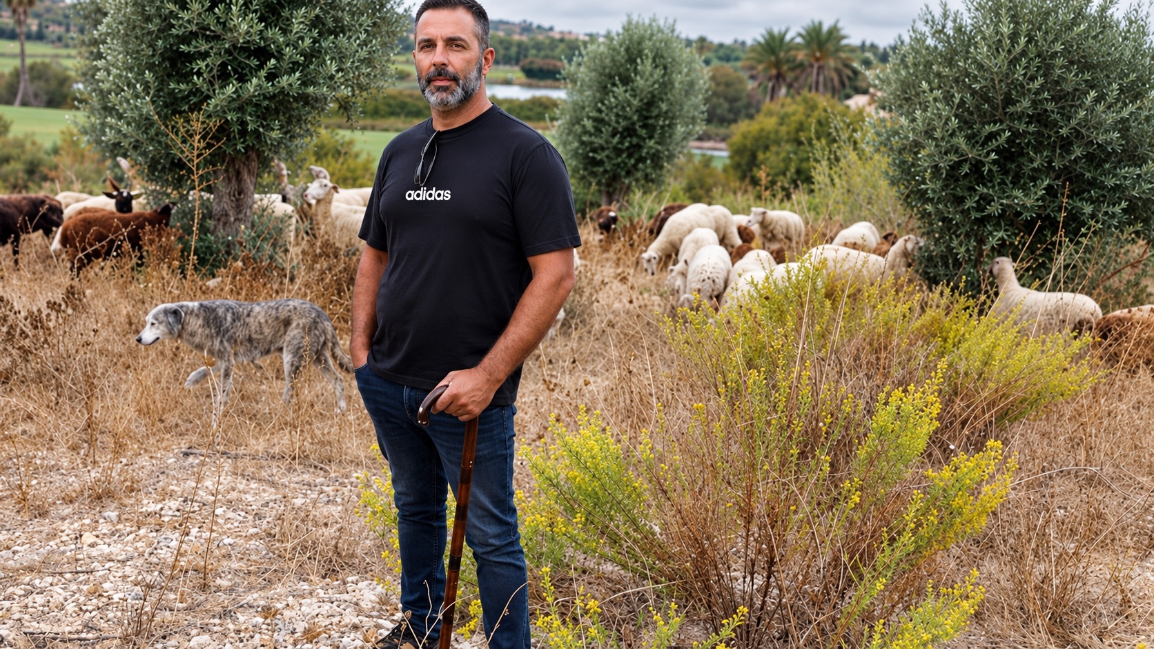 O pastor André Gonçalves cuida das suas cabras e ovelhas que fazem a limpeza da vegetação de um resort no Algarve alimentando-se do mato e ajudando a manter controlada a vegetação da propriedade. Crédito: Lusa