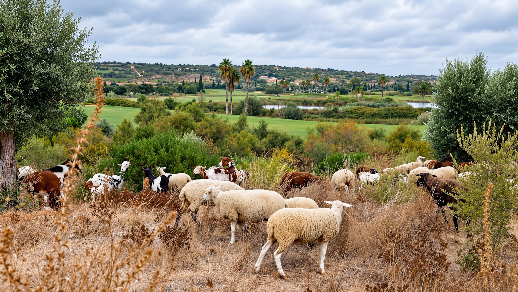 A limpeza da vegetação de um resort no Algarve é feita por cabras e ovelhas. Crédito: Lusa