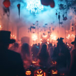 Halloween anima Bordeira com doçura ou travessura e festa dos anos 80